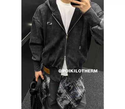 Dual Zip-End Denim Jacket Korean Street Fashion Jacket By Poikilotherm Shop Online at OH Vault