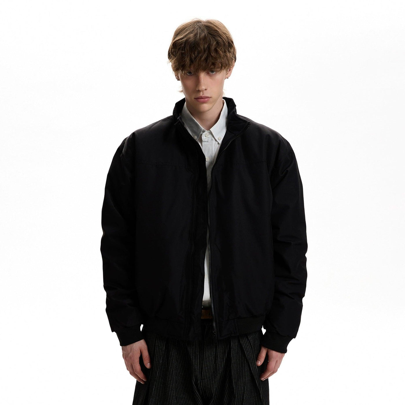 Clean Fit Bomber Jacket Korean Street Fashion Jacket By A PUEE Shop Online at OH Vault