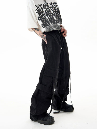 Casual Strappy Zipped Cargo Pants Korean Street Fashion Pants By Ash Dark Shop Online at OH Vault