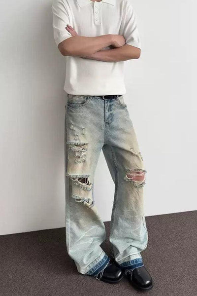 Distressed & Washed Jeans Korean Street Fashion Jeans By A PUEE Shop Online at OH Vault