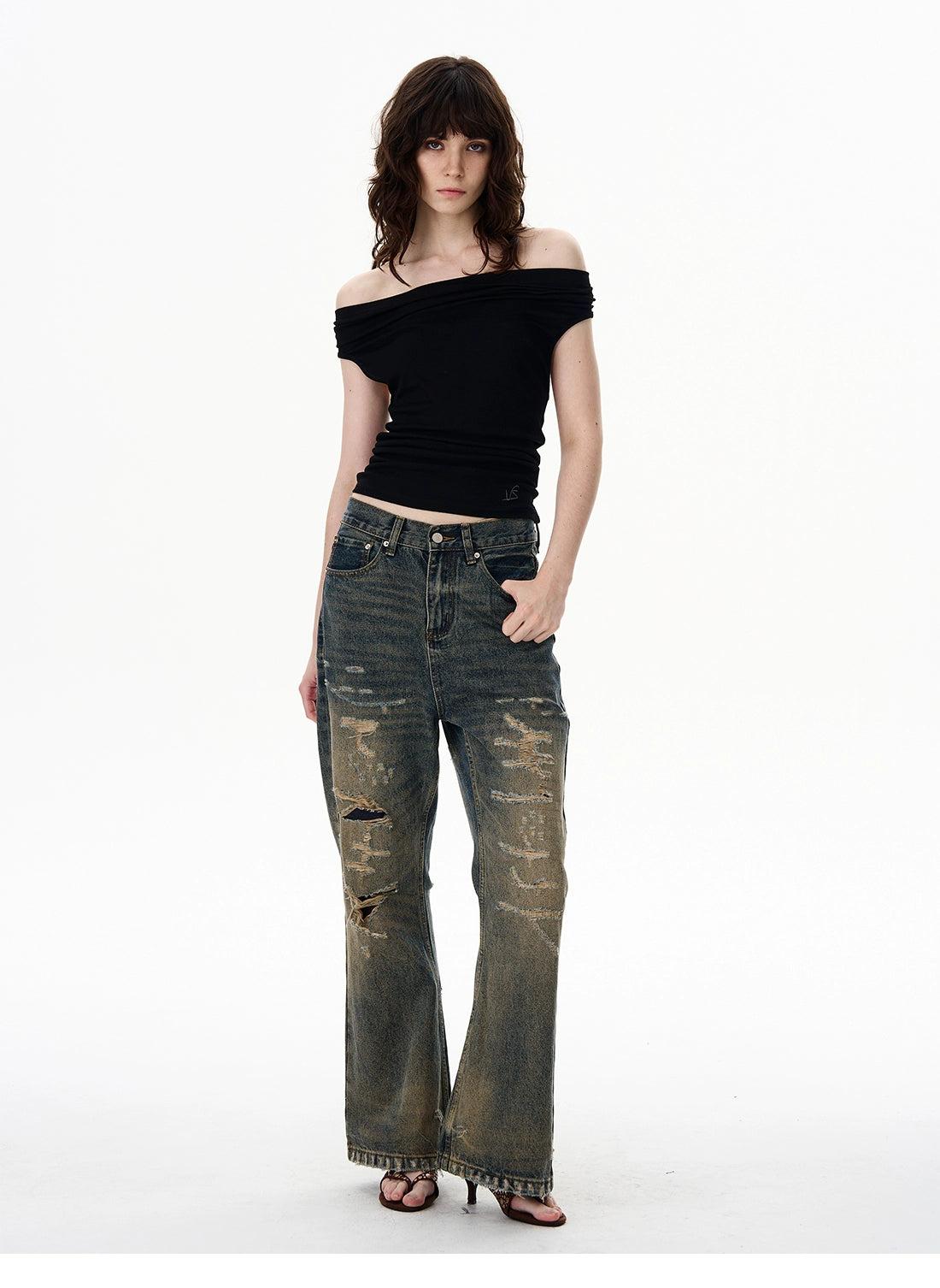 Solid Color Drapey Relaxed Blouse Korean Street Fashion Blouse By 77Flight Shop Online at OH Vault