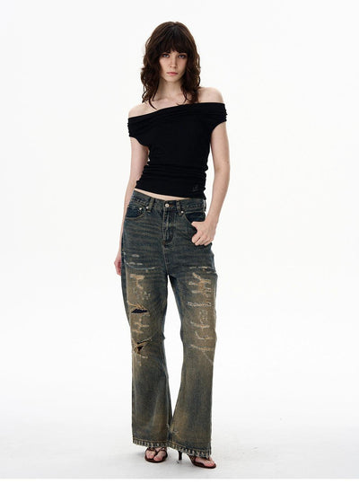 Solid Color Drapey Relaxed Blouse Korean Street Fashion Blouse By 77Flight Shop Online at OH Vault