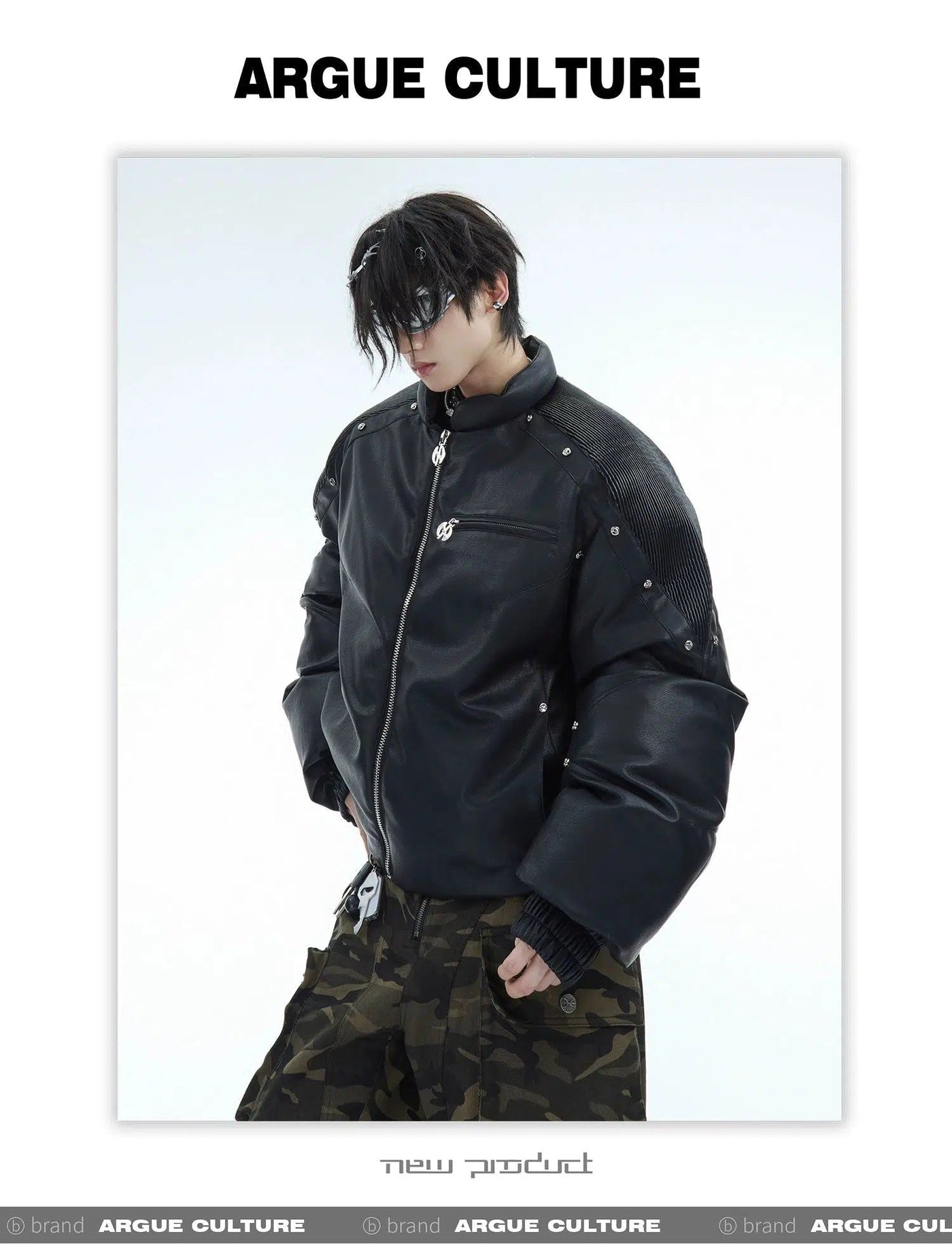 Metal Rivet Short PU Leather Jacket Korean Street Fashion Pants By Argue Culture Shop Online at OH Vault