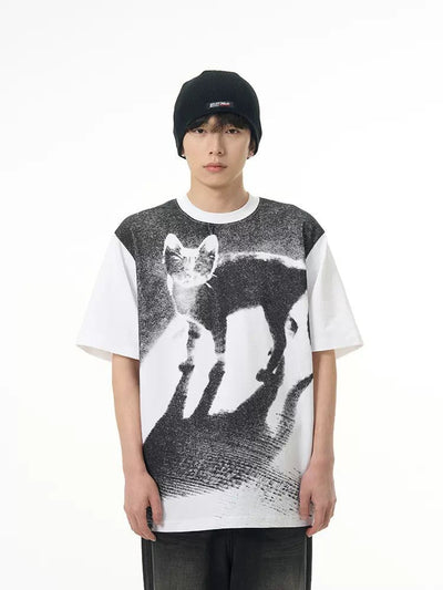 Cat BNW Photo Print T-Shirt Korean Street Fashion T-Shirt By 77Flight Shop Online at OH Vault