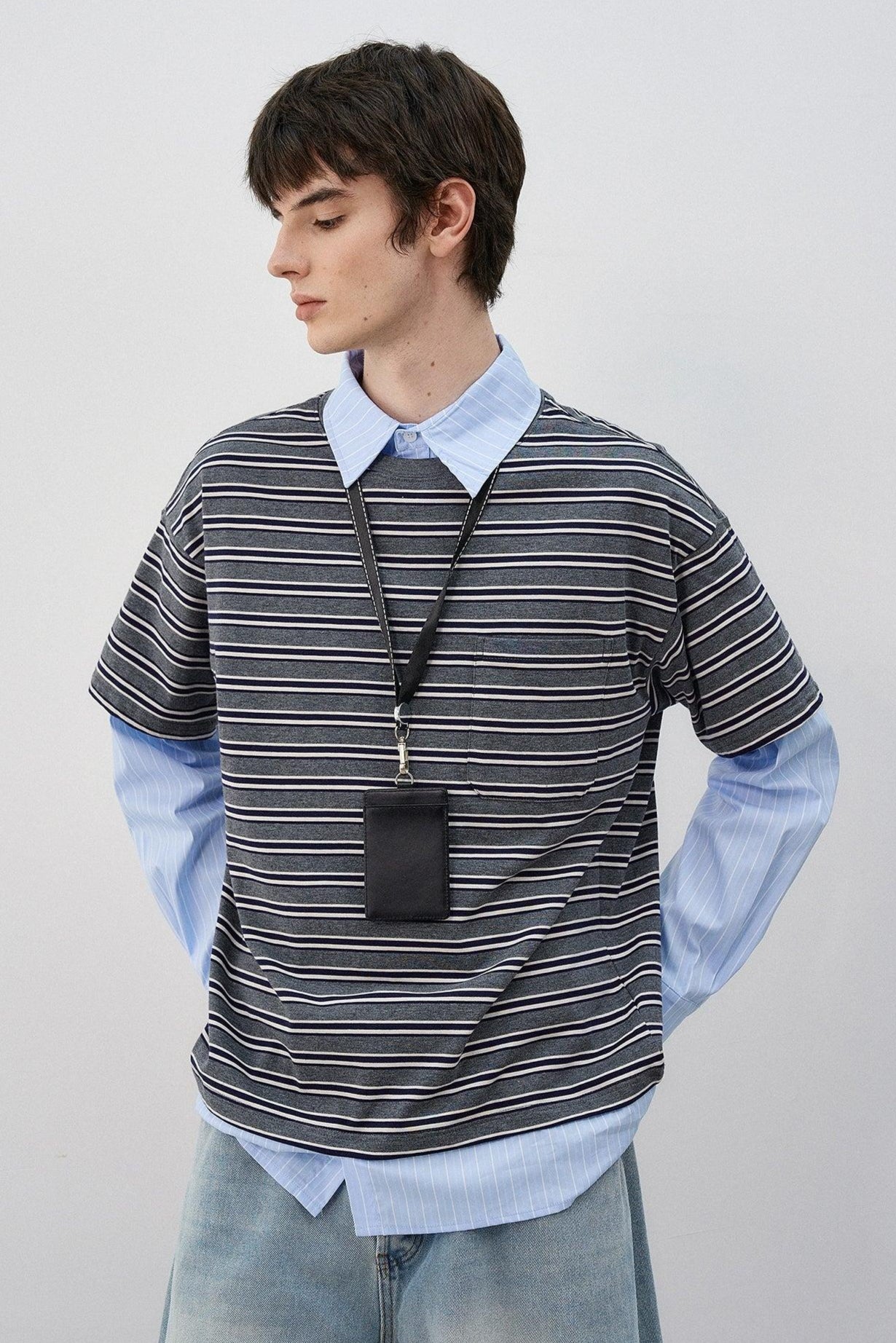 Layered Stripes and Stripes Shirt Korean Street Fashion Shirt By MaxDstr Shop Online at OH Vault