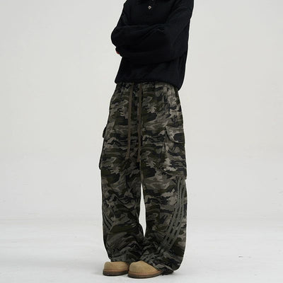 Side Striped Camouflage Cargo Pants Korean Street Fashion Pants By A PUEE Shop Online at OH Vault