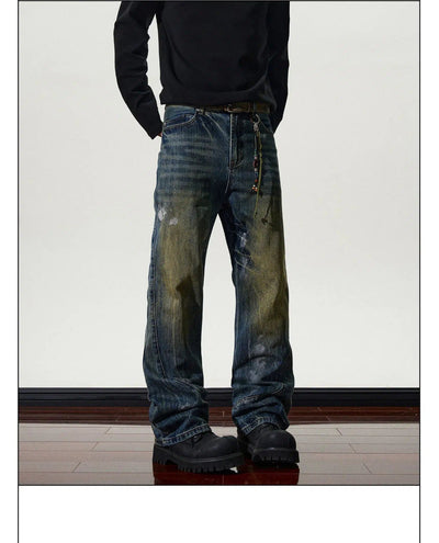 Ink-Splashed Flared Jeans Korean Street Fashion Jeans By A PUEE Shop Online at OH Vault