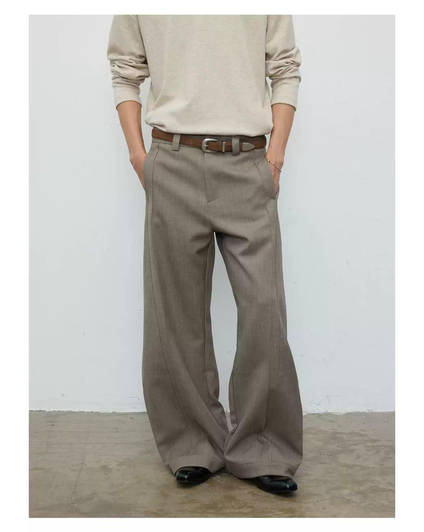 Structured Wide Leg Trousers Korean Street Fashion Trousers By Terra Incognita Shop Online at OH Vault