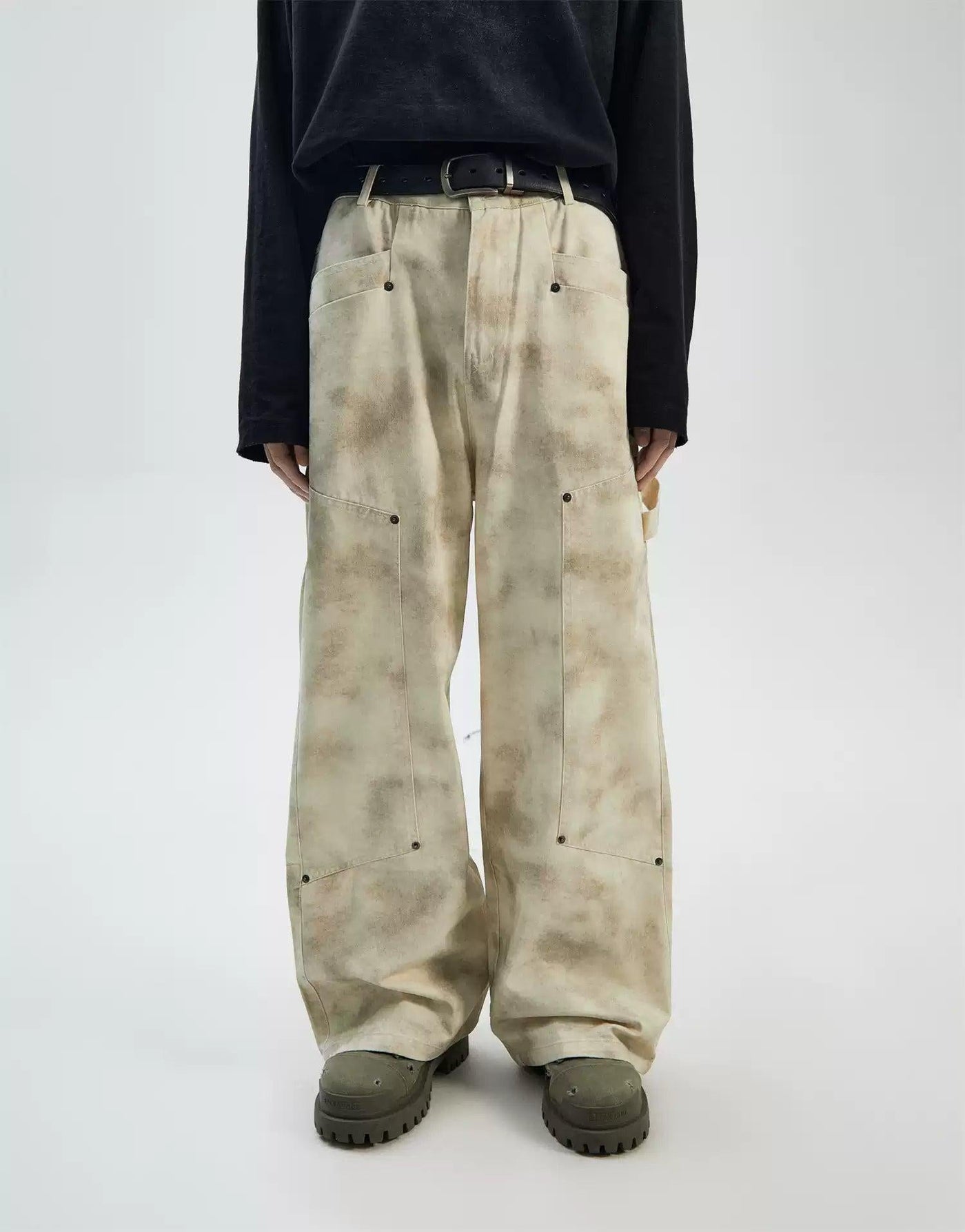 Stained Washed Cargo Pants Korean Street Fashion Pants By Ash Dark Shop Online at OH Vault