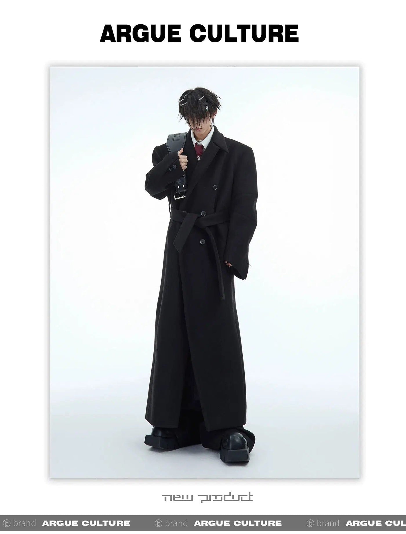 Double-Breasted Belted Trench Coat Korean Street Fashion Long Coat By Argue Culture Shop Online at OH Vault