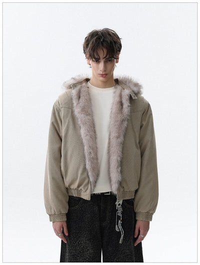 Faux Fur Lining Zipped Jacket Korean Street Fashion Jacket By Mr Nearly Shop Online at OH Vault