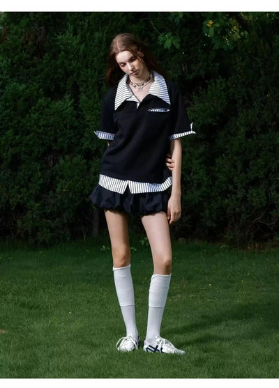 Stripe Layered Polo Korean Street Fashion Polo By Argue Culture Shop Online at OH Vault