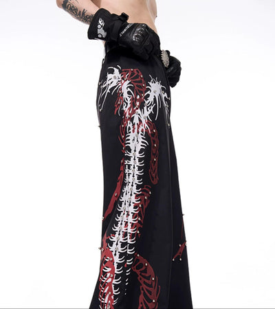 Spine Contrast Print Pants Korean Street Fashion Pants By Slim Black Shop Online at OH Vault