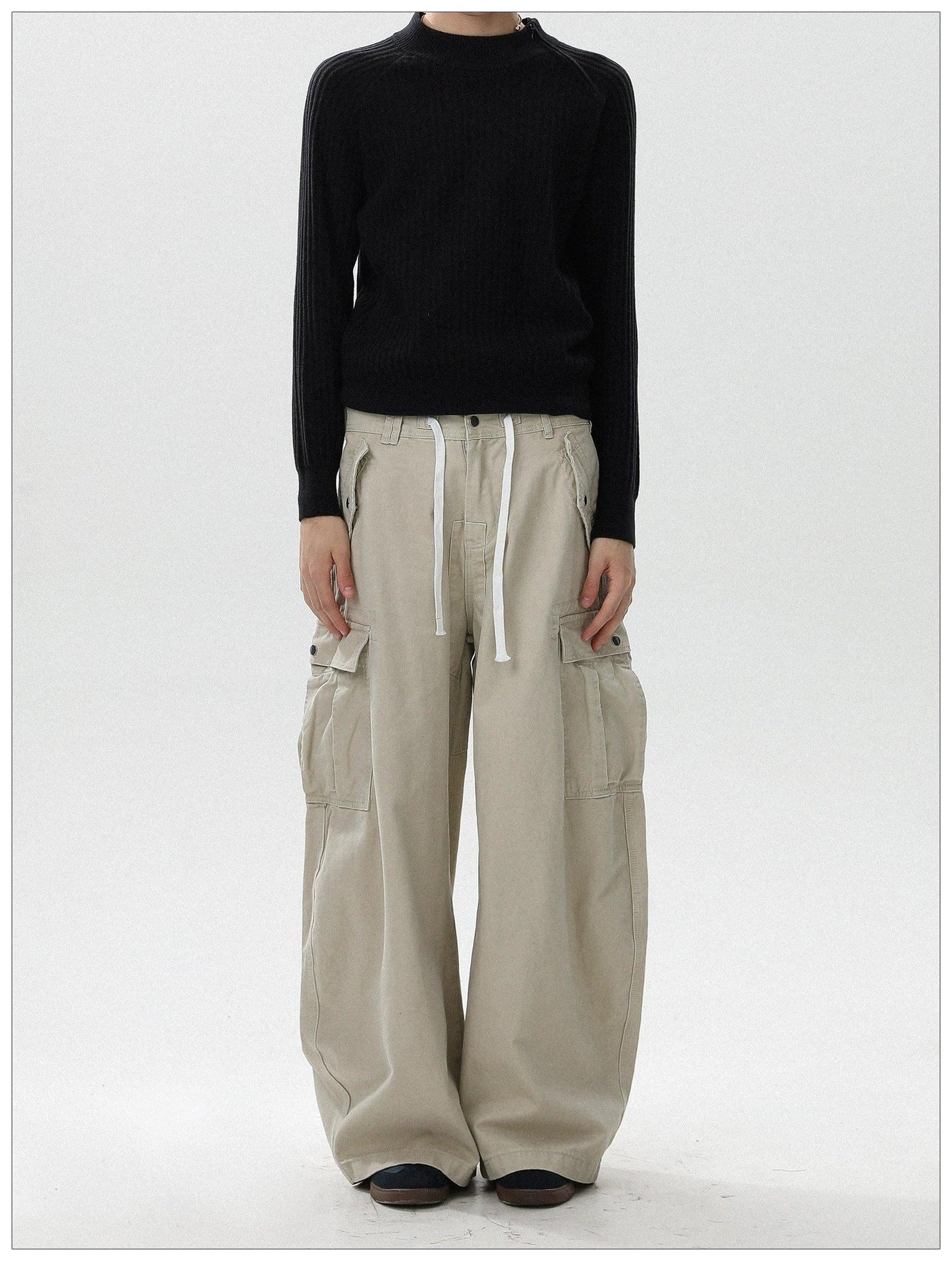 Drawstring Wide Leg Cargo Pants Korean Street Fashion Pants By Mr Nearly Shop Online at OH Vault