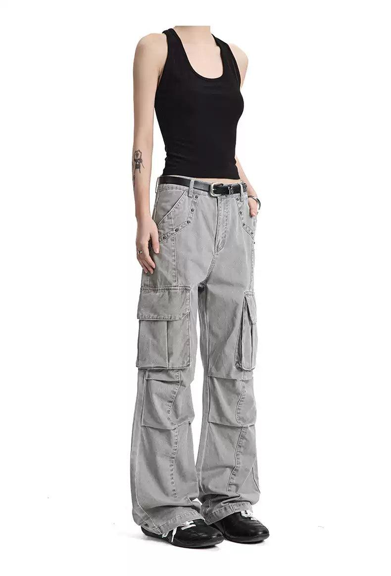 Versatile Multi-Details Cargo Jeans Korean Street Fashion Jeans By Made Extreme Shop Online at OH Vault