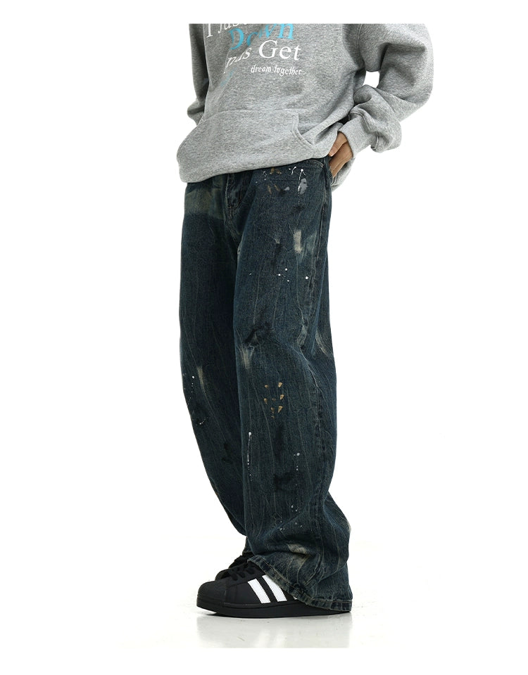 Paint Splatters Detail Jeans Korean Street Fashion Jeans By MEBXX Shop Online at OH Vault