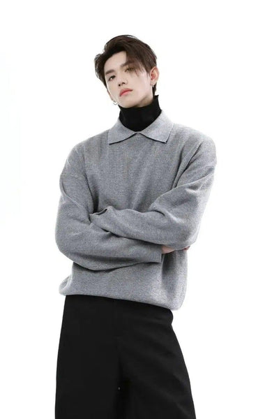 Contrast Layered Lapel Sweater Korean Street Fashion Sweater By Turn Tide Shop Online at OH Vault