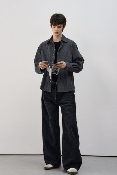 Crumple Textured Buttoned Shirt Korean Street Fashion Shirt By MaxDstr Shop Online at OH Vault