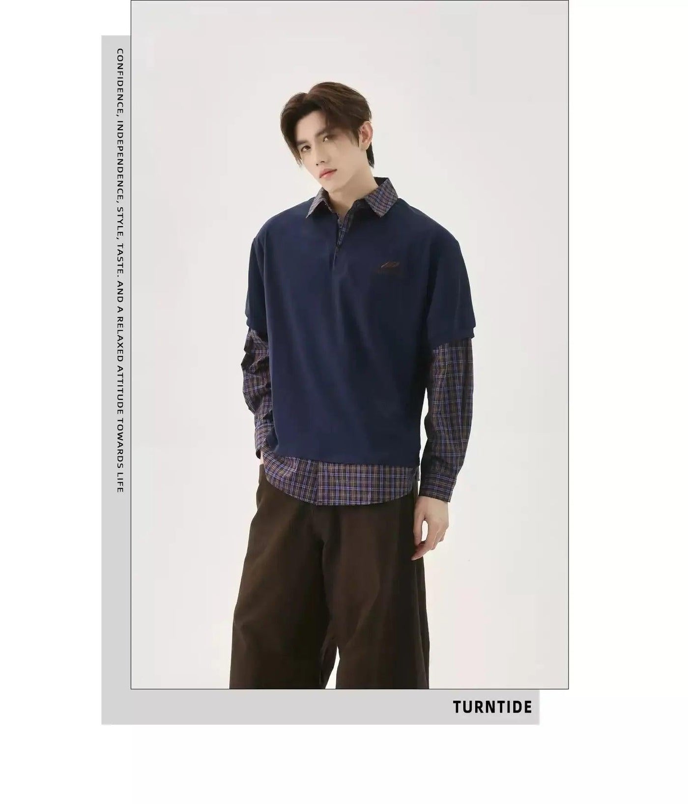 College Style Checker Panel Polo Korean Street Fashion Polo By Turn Tide Shop Online at OH Vault