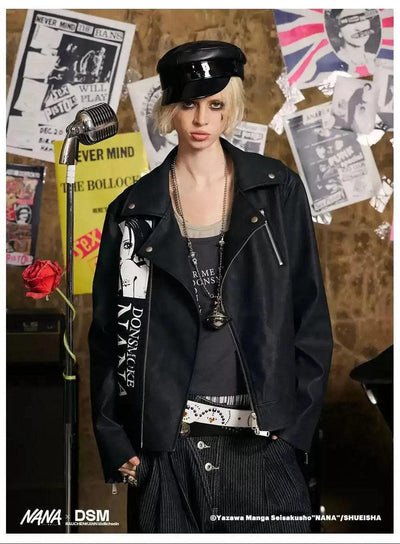 Nana Print PU Leather Jacket Korean Street Fashion Jacket By Donsmoke Shop Online at OH Vault