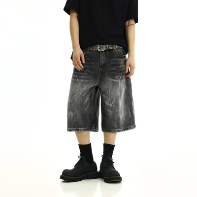 Splashed Washed Denim Shorts Korean Street Fashion Shorts By MEBXX Shop Online at OH Vault