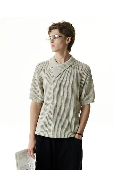 Overlap Knit Textured Shirt Korean Street Fashion Shirt By Cro World Shop Online at OH Vault