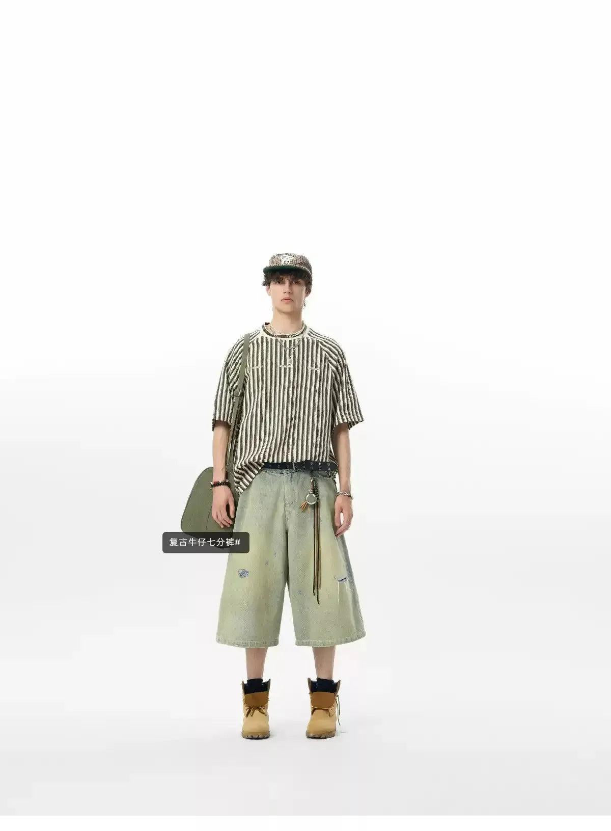 Striped Knit Embroidery T-Shirt Korean Street Fashion T-Shirt By JHYQ Shop Online at OH Vault