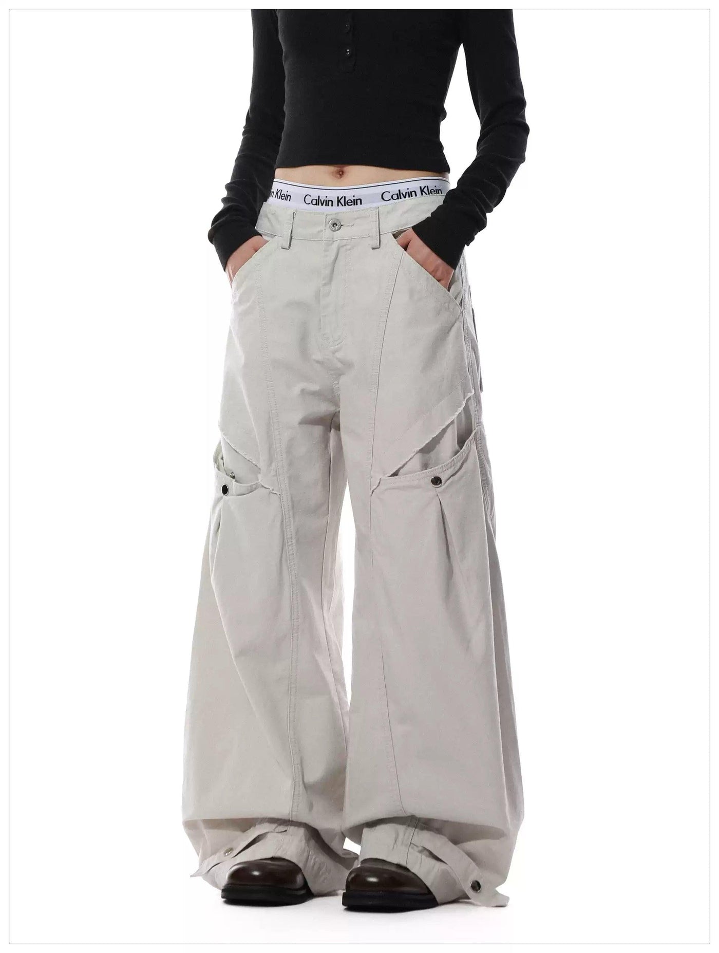 Side Pocket Loose Fit Cargo Pants Korean Street Fashion Pants By Mr Nearly Shop Online at OH Vault