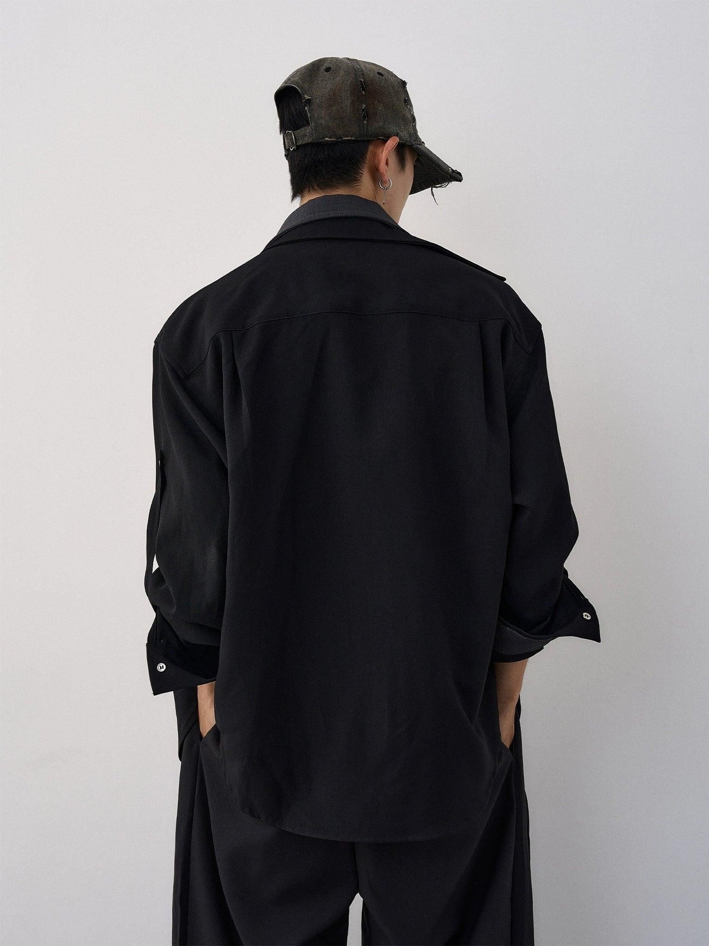 Folded Sleeve Layered Shirt Korean Street Fashion Shirt By MaxDstr Shop Online at OH Vault