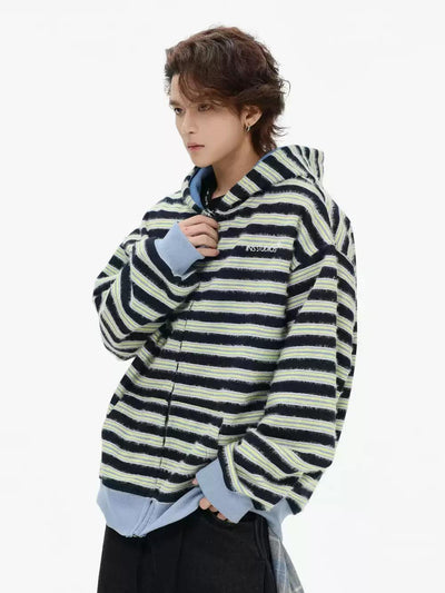 Striped and Spliced Hoodie Korean Street Fashion Hoodie By INS Korea Shop Online at OH Vault