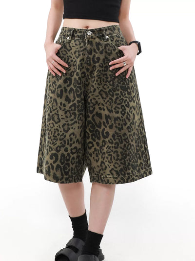 Leopard Pattern Denim Shorts Korean Street Fashion Shorts By Mr Nearly Shop Online at OH Vault