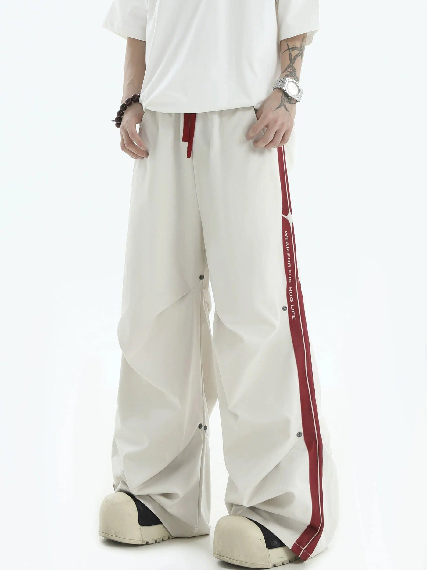 Wide Fit Contrast Pants Korean Street Fashion Pants By INS Korea Shop Online at OH Vault