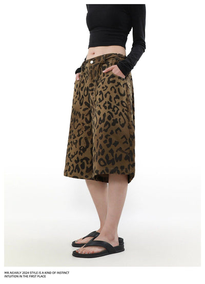 Leopard Print Mid-Length Shorts Korean Street Fashion Shorts By Mr Nearly Shop Online at OH Vault