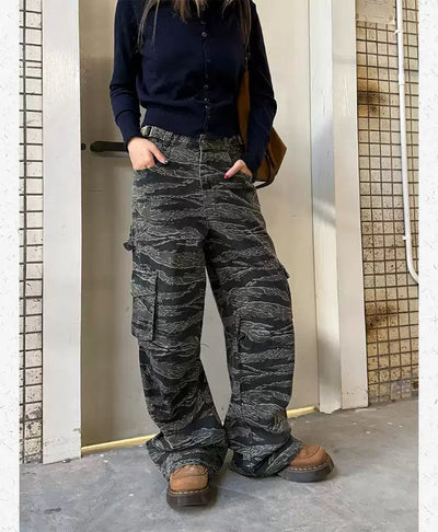 Camouflage Pattern Cargo Jeans Korean Street Fashion Jeans By Made Extreme Shop Online at OH Vault