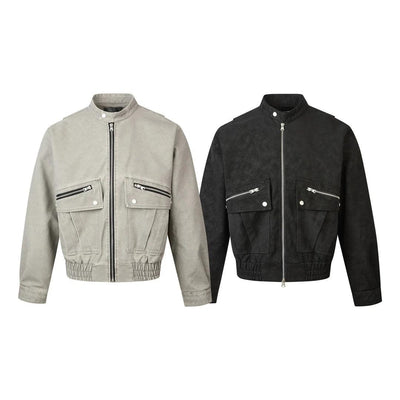 Ruched Hem Zipped Utility Jacket Korean Street Fashion Jacket By Made Extreme Shop Online at OH Vault