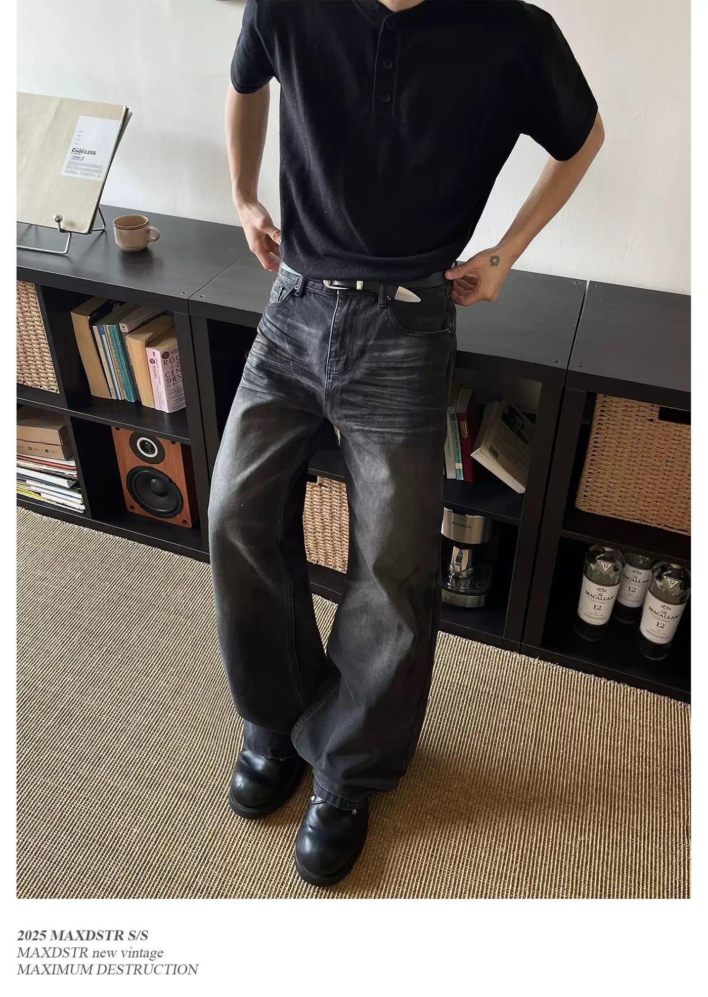 Water Ripple Straight Jeans Korean Street Fashion Jeans By MaxDstr Shop Online at OH Vault
