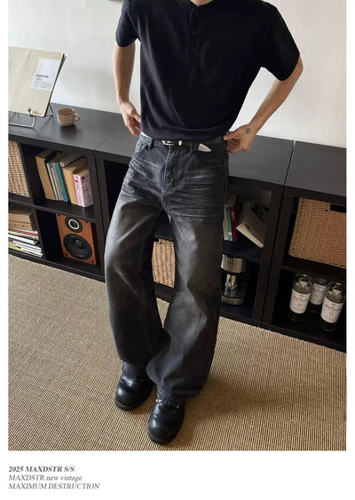 Water Ripple Straight Jeans Korean Street Fashion Jeans By MaxDstr Shop Online at OH Vault