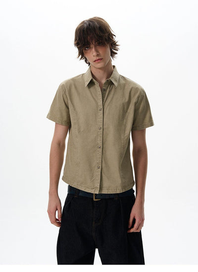Washed Short Denim Shirt Korean Street Fashion Shirt By 77Flight Shop Online at OH Vault