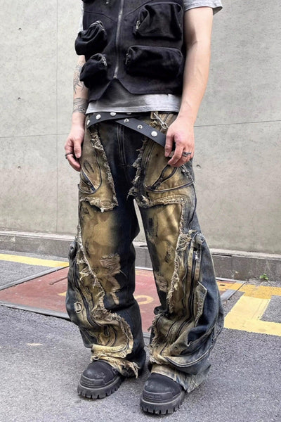 Faded & Distressed Loose Jeans Korean Street Fashion Jeans By Dark Fog Shop Online at OH Vault