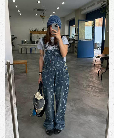 Washed Stars Scattered Overall Korean Street Fashion Overall By Made Extreme Shop Online at OH Vault