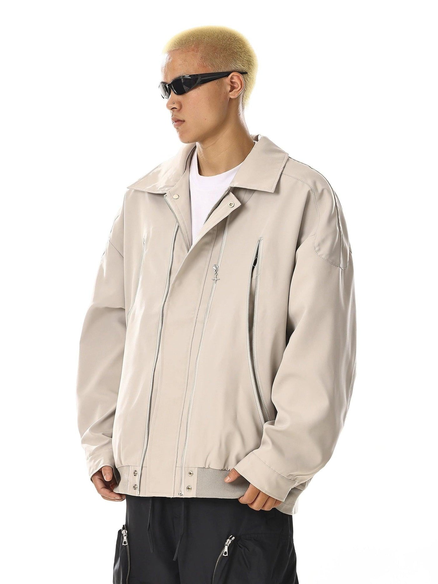 Multi-Zip Collared Jacket Korean Street Fashion Jacket By MEBXX Shop Online at OH Vault