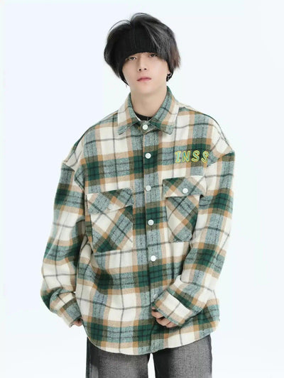 Buttoned Front Pocket Plaid Shirt Korean Street Fashion Shirt By INS Korea Shop Online at OH Vault