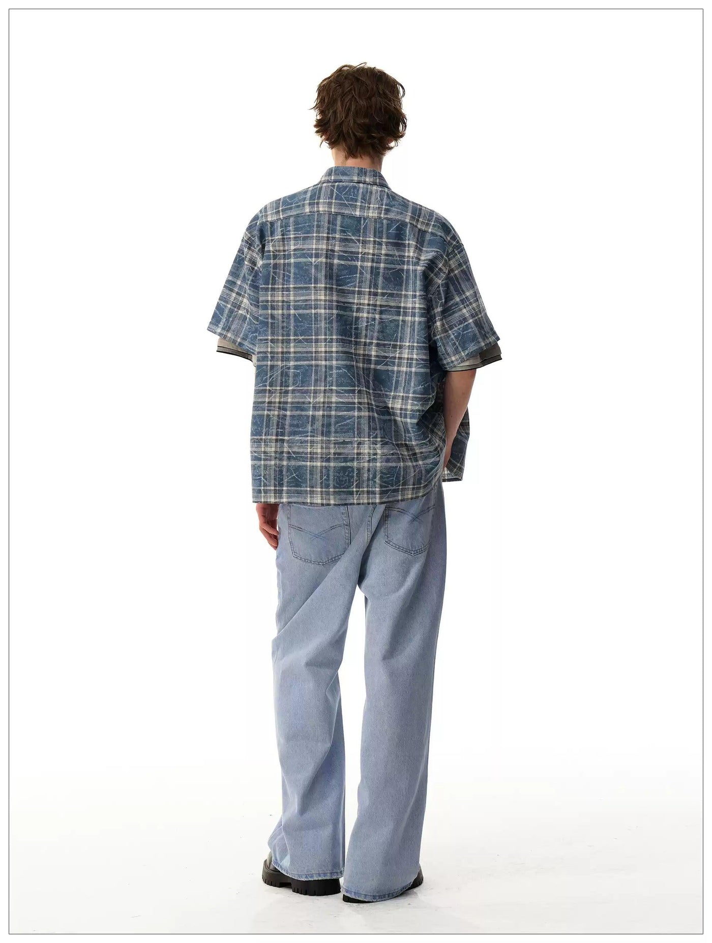Abstract Lines Checkered Shirt Korean Street Fashion Shirt By Mr Nearly Shop Online at OH Vault