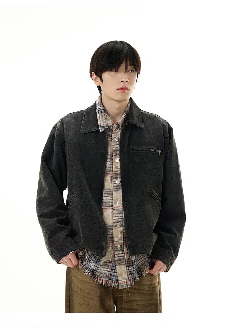 Faded Distressed Pocket Denim Jacket Korean Street Fashion Jacket By 77Flight Shop Online at OH Vault