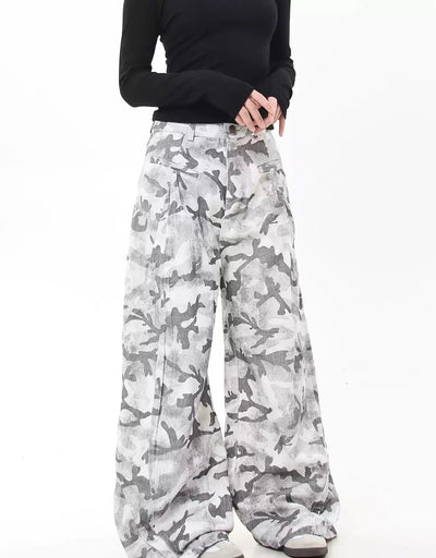 Relaxed Fit Camo Wide Leg Pants Korean Street Fashion Pants By Blacklists Shop Online at OH Vault