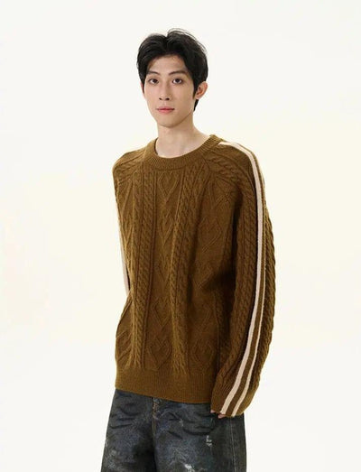 Twisted Side Stripes Sweater Korean Street Fashion Sweater By 77Flight Shop Online at OH Vault