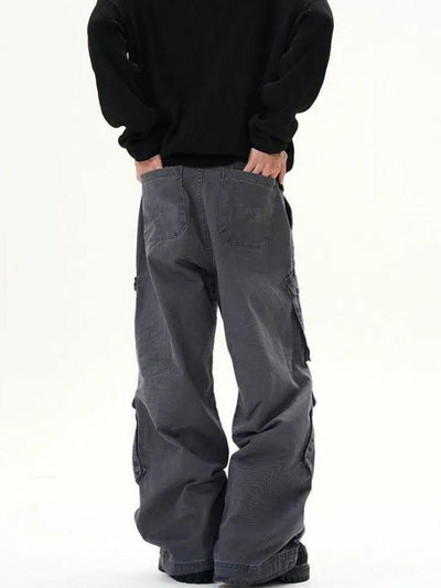 Faded Multi-Pocket Cargo Pants Korean Street Fashion Pants By 77Flight Shop Online at OH Vault