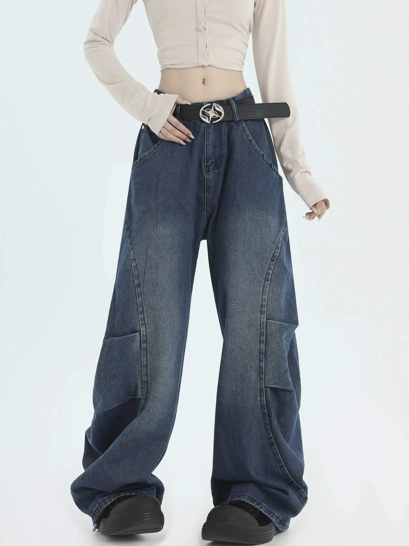 Drapey Fade Spots Jeans Korean Street Fashion Jeans By INS Korea Shop Online at OH Vault
