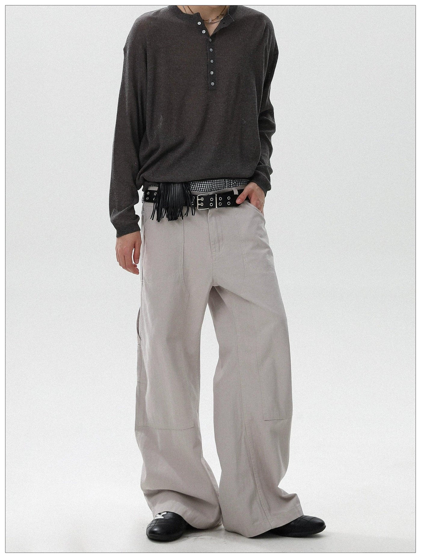 Plain Structured Straight Pants Korean Street Fashion Pants By Mr Nearly Shop Online at OH Vault