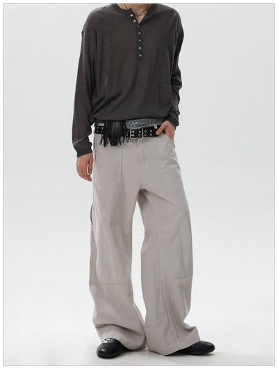 Plain Structured Straight Pants Korean Street Fashion Pants By Mr Nearly Shop Online at OH Vault